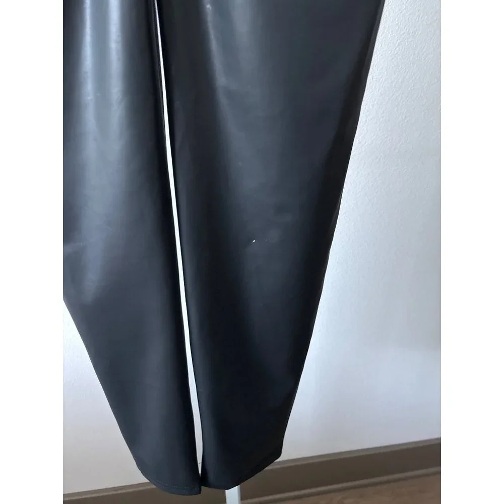 Faux Leather Leggings Bundle Sz L Black & Green Edgy Streetwear High Waist Pants - Picture 4 of 16